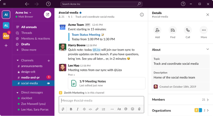 Interface Slack